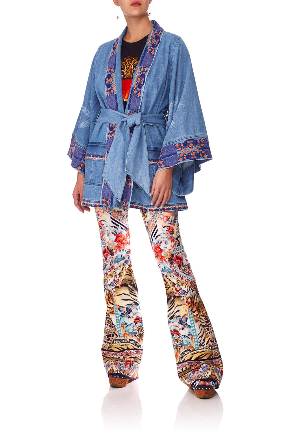CAMILLA SATURN SISTER DENIM KIMONO W BELT