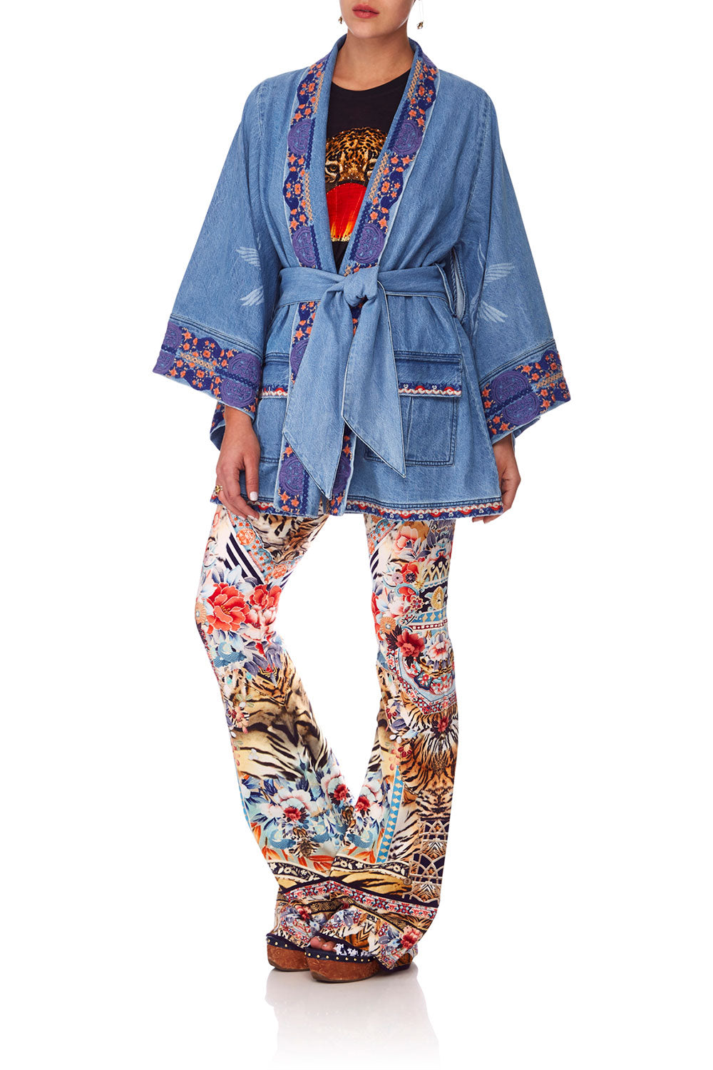 CAMILLA SATURN SISTER DENIM KIMONO W BELT