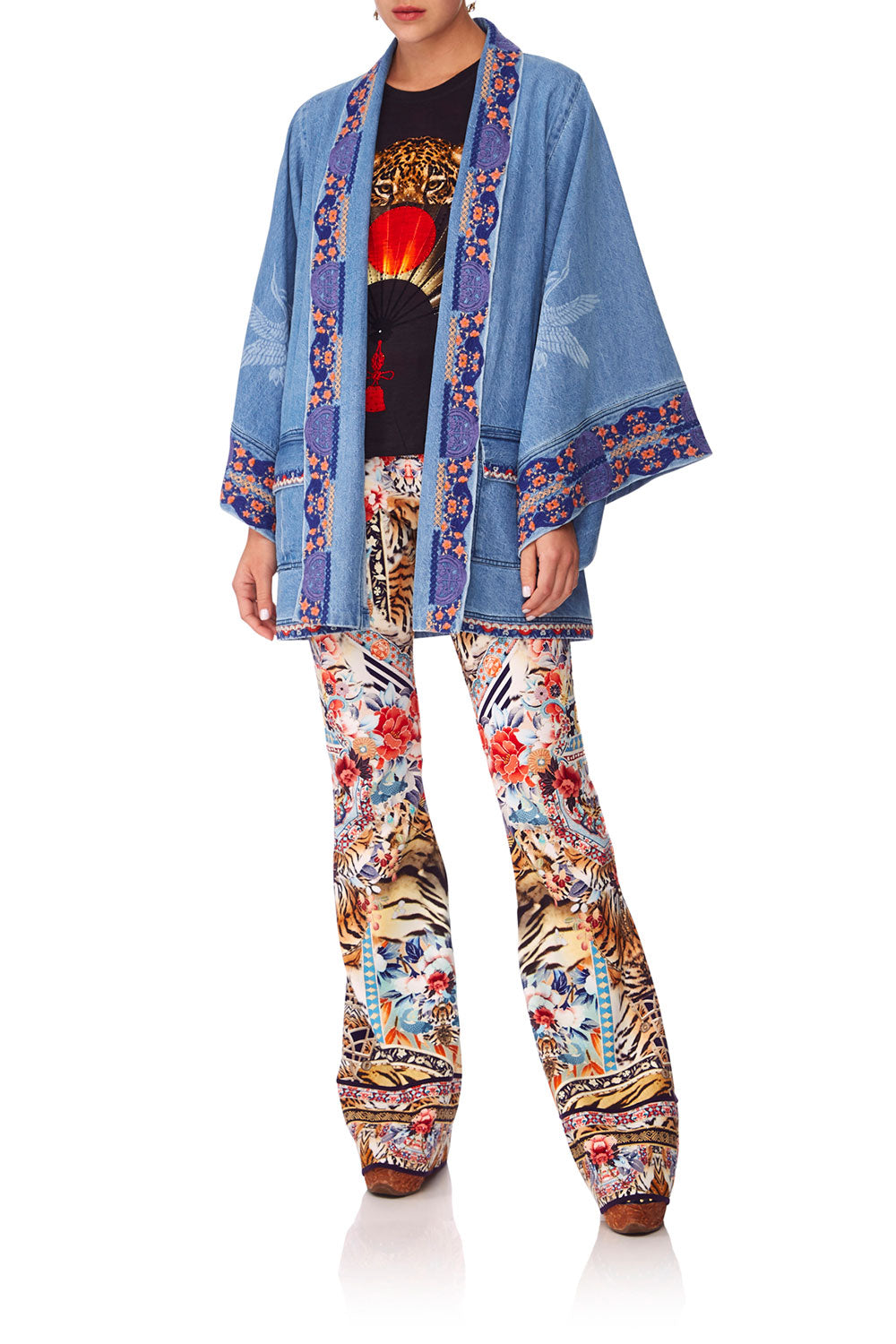 CAMILLA SATURN SISTER DENIM KIMONO W BELT