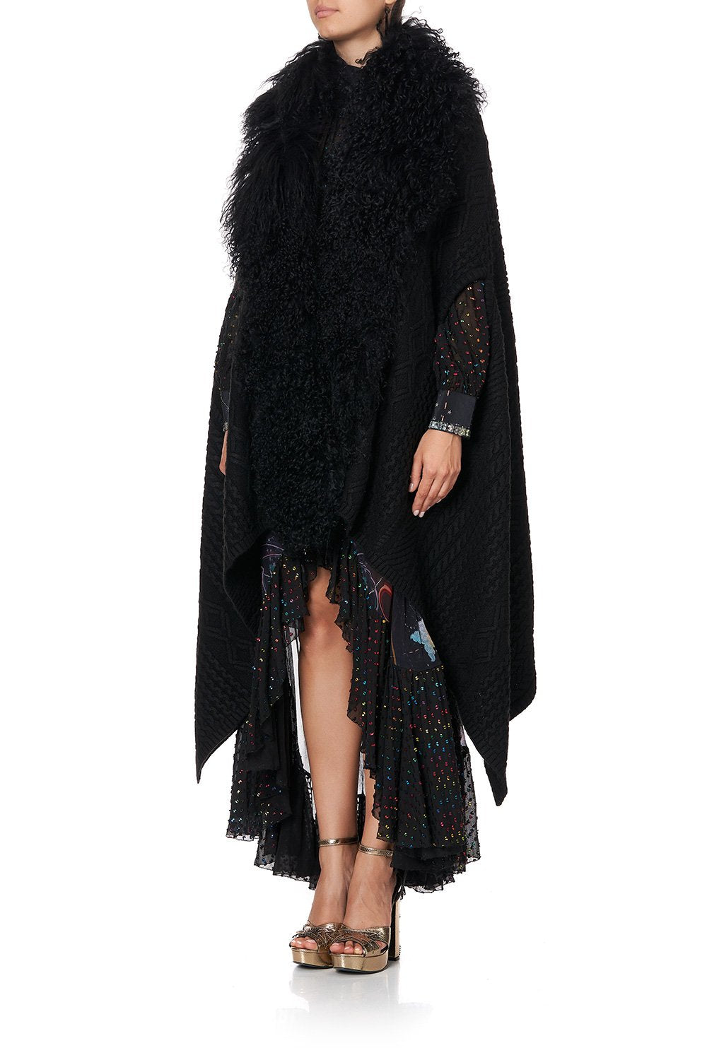 SHEARLING CAPE MIDNIGHT MOON HOUSE