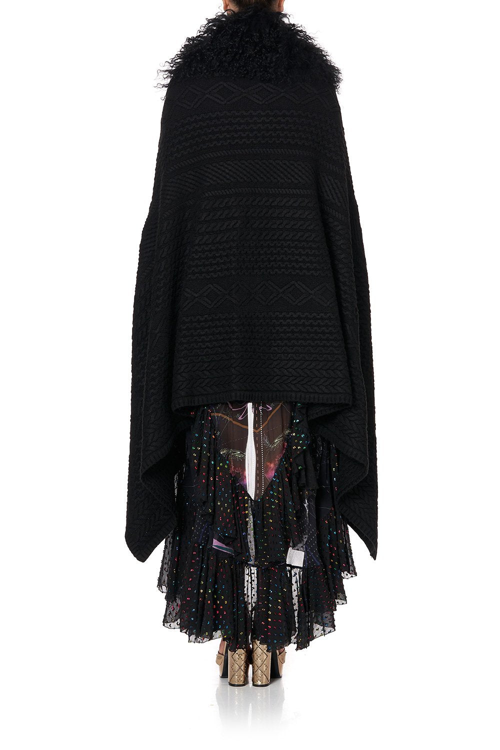 SHEARLING CAPE MIDNIGHT MOON HOUSE