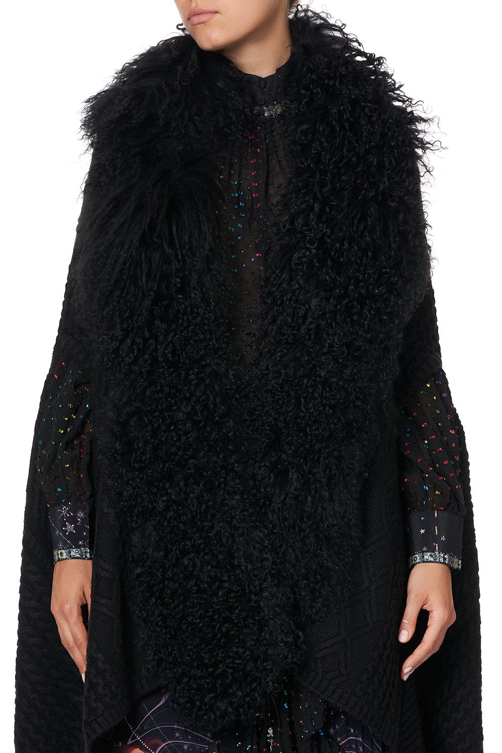 SHEARLING CAPE MIDNIGHT MOON HOUSE