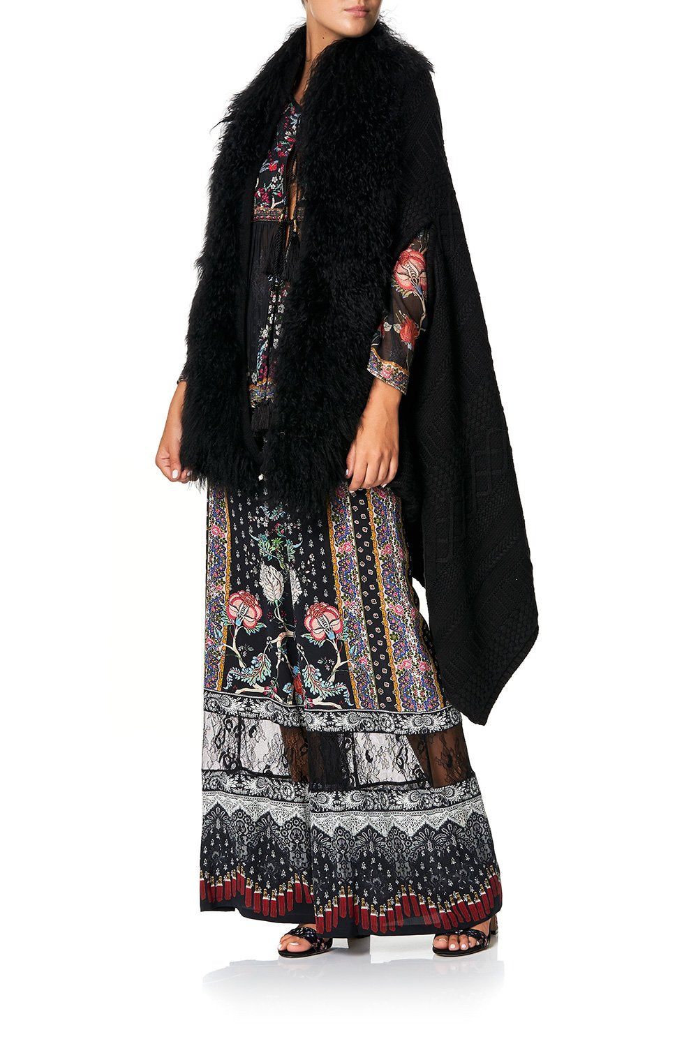 CAMILLA SHEARLING CAPE WITH LINING HAUTE PROVINCIAL