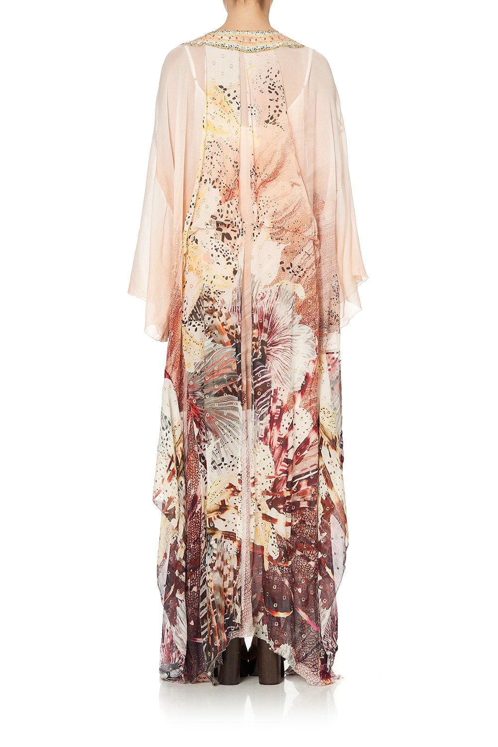 SHEER KAFTAN WITH TIE AND SLIP COASTAL TREASURE