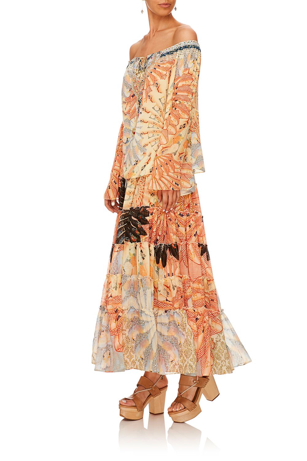 CAMILLA FOR THE FANS SHEER TIERED CIRCLE SKIRT