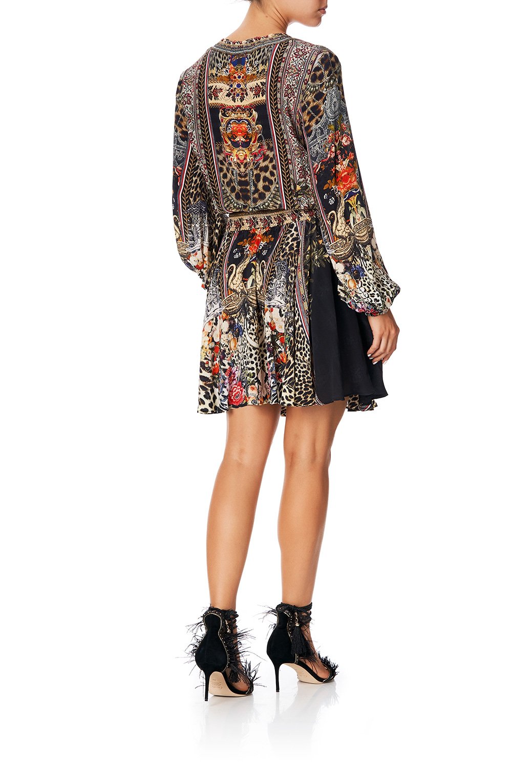 CAMILLA SHIRRED RELAXED SHORT DRESS MARAIS AT MIDNIGHT