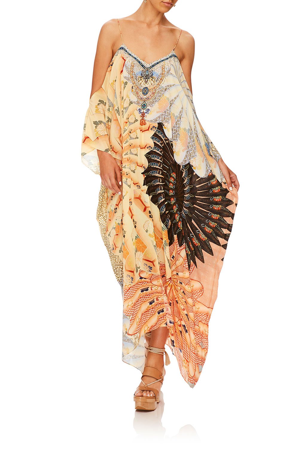 CAMILLA FOR THE FANS SHOESTRING STRAP KAFTAN