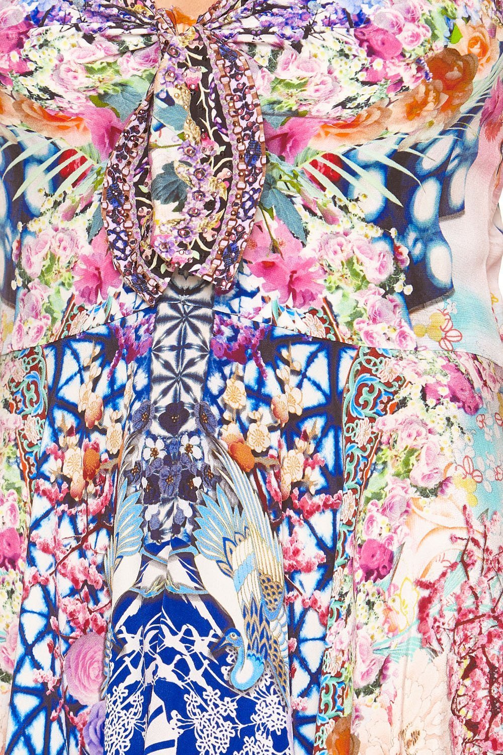 SHORT DRESS WITH TIE FRONT SHIBORI SHORES