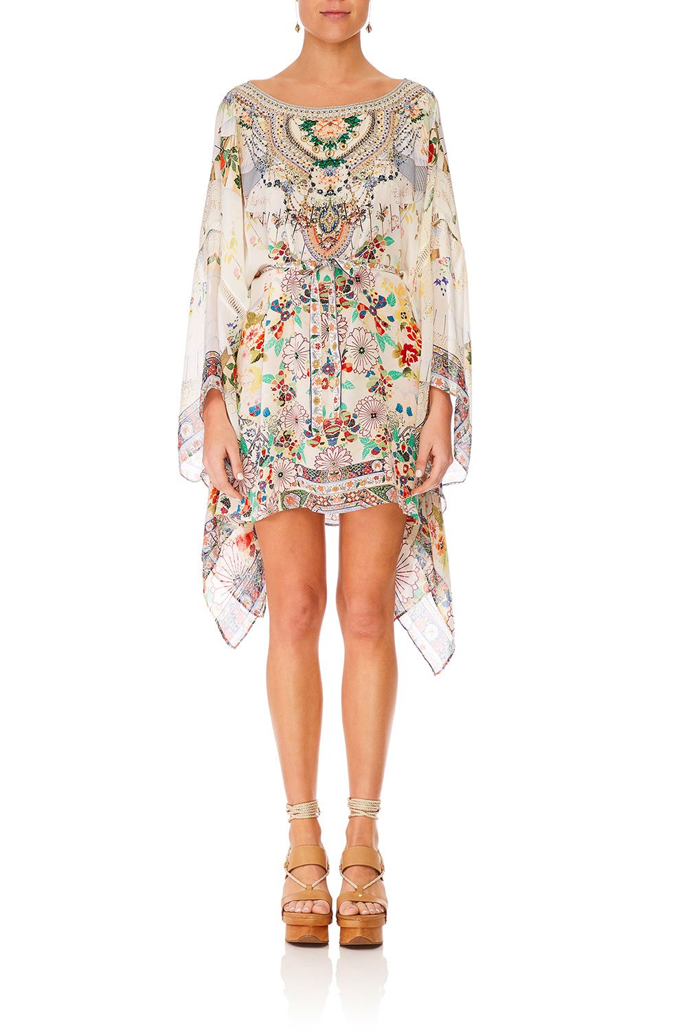 CAMILLA TIME AFTER TIME SHORT KAFTAN W SHEER SLEEVE