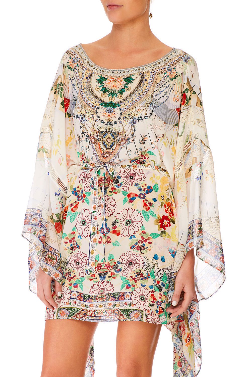 CAMILLA TIME AFTER TIME SHORT KAFTAN W SHEER SLEEVE