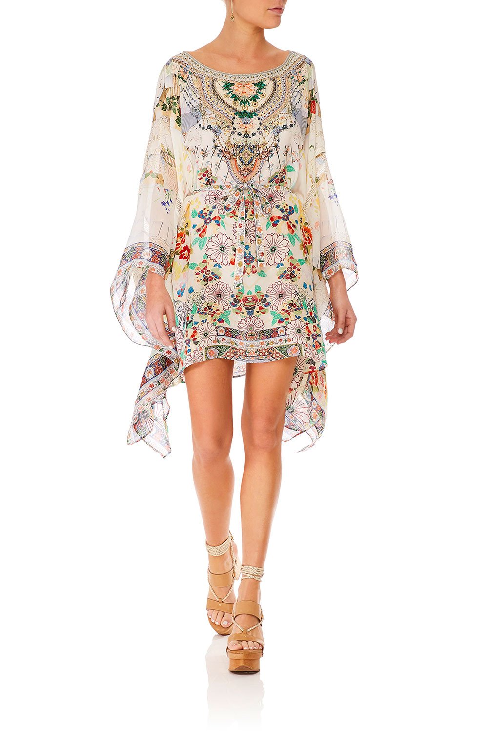 CAMILLA TIME AFTER TIME SHORT KAFTAN W SHEER SLEEVE