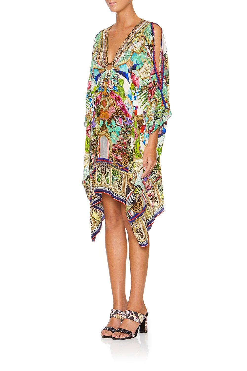 CAMILLA SHORT KAFTAN WITH HARDWARE CHAMPAGNE COAST