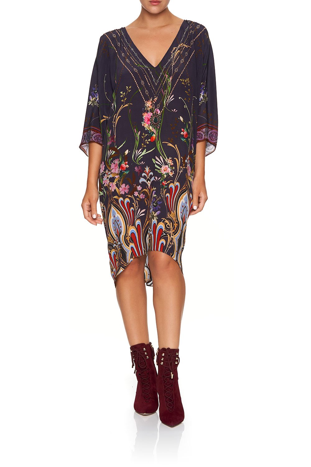 CAMILLA SHORT KAFTAN WITH RAGLAN SLEEVE WILD FLOWER