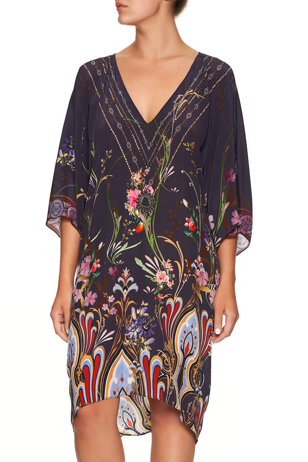 CAMILLA SHORT KAFTAN WITH RAGLAN SLEEVE WILD FLOWER