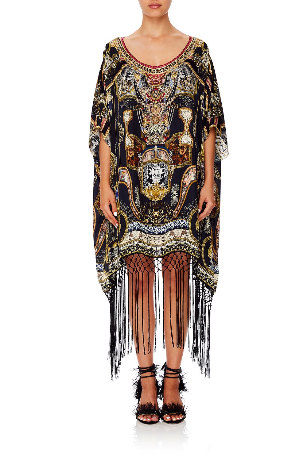 CAMILLA SHORT ROUND NECK KAFTAN MIDNIGHT MEETING