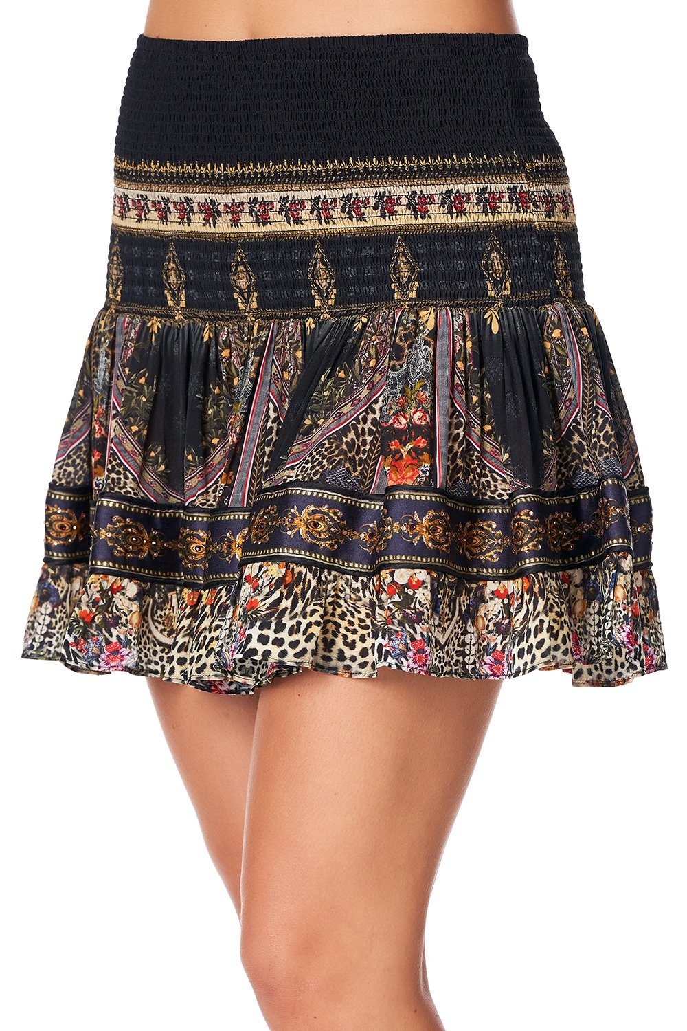 SHORT SHIRRED SKIRT MARAIS AT MIDNIGHT