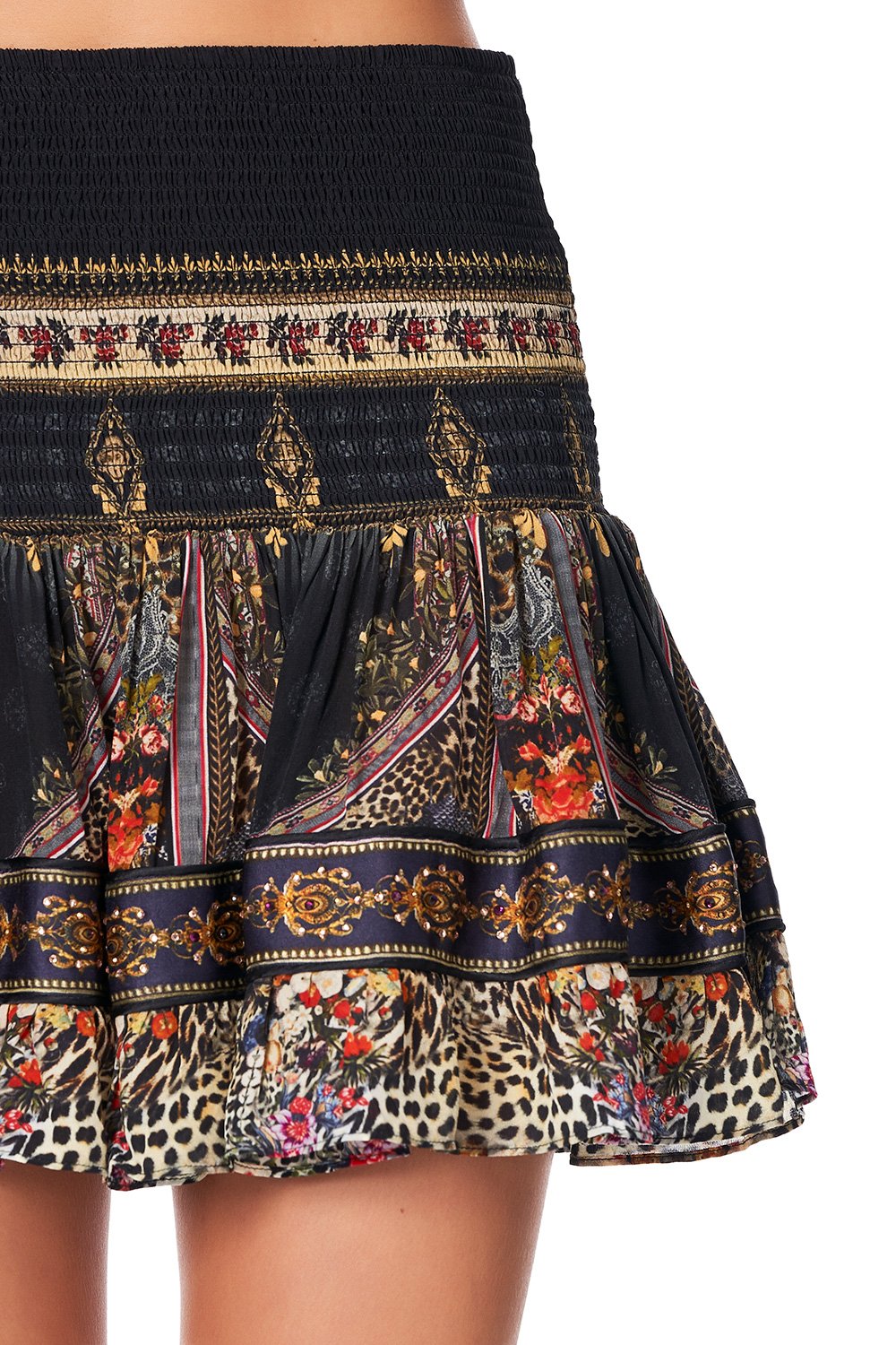 SHORT SHIRRED SKIRT MARAIS AT MIDNIGHT