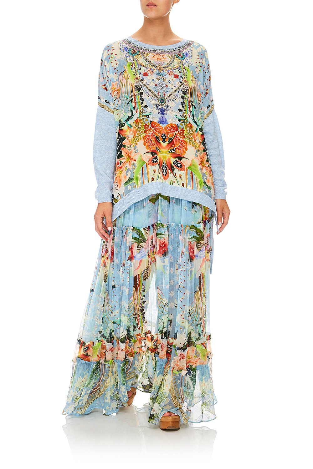 CAMILLA THE STILL ABYSS SILK FRONT BOXY KNIT