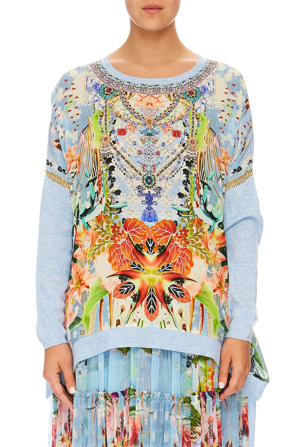 CAMILLA THE STILL ABYSS SILK FRONT BOXY KNIT