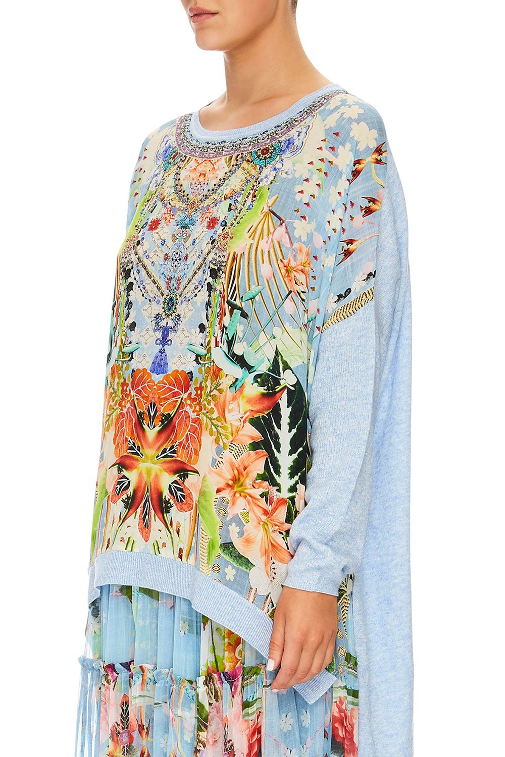 CAMILLA THE STILL ABYSS SILK FRONT BOXY KNIT