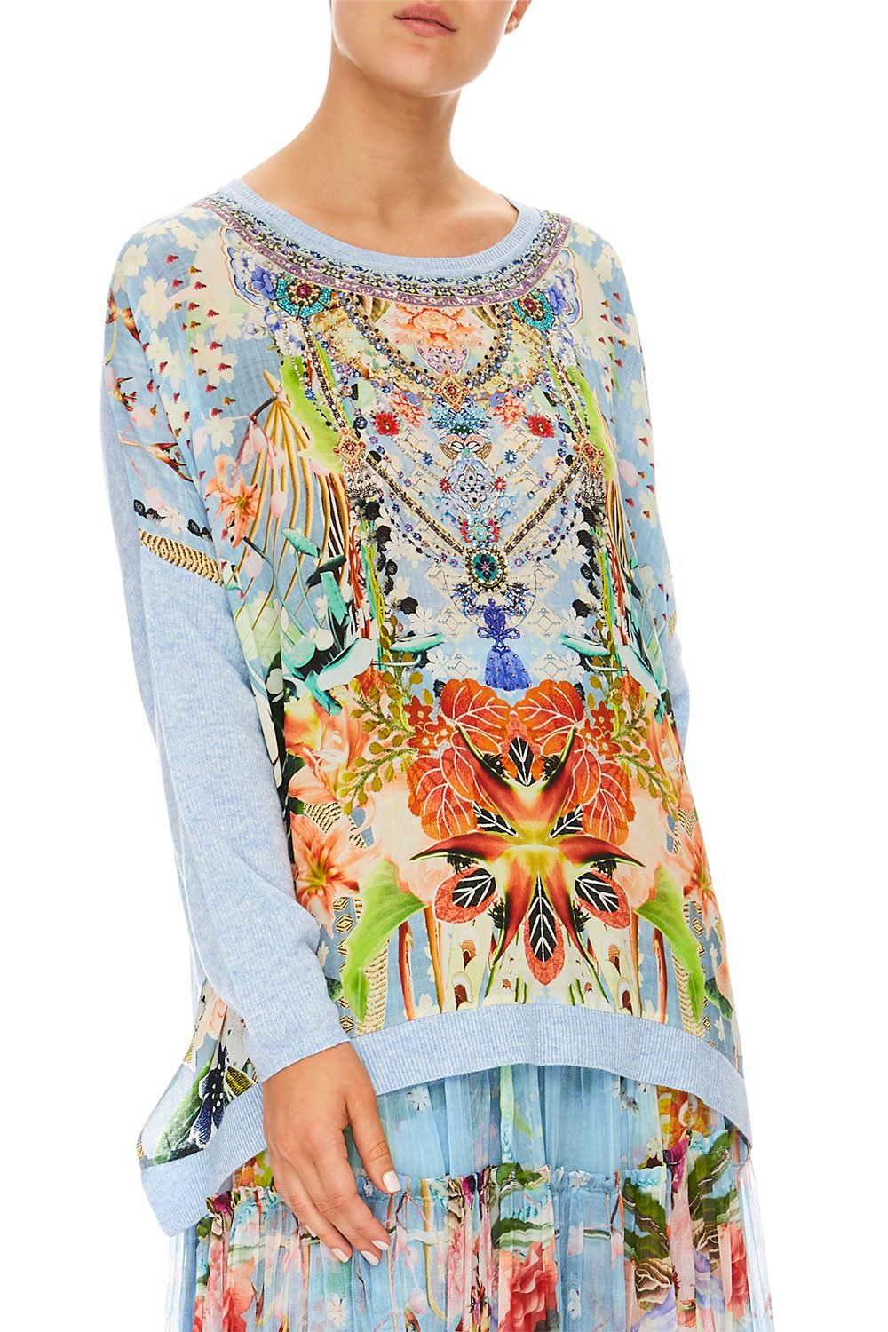 CAMILLA THE STILL ABYSS SILK FRONT BOXY KNIT