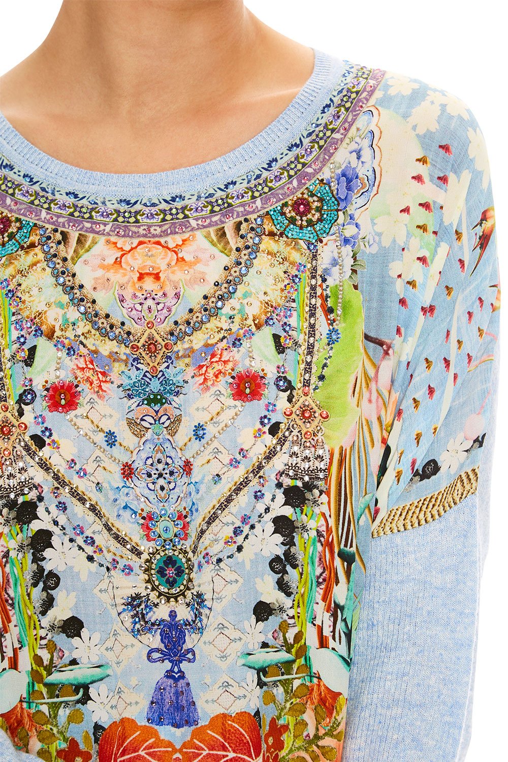 CAMILLA THE STILL ABYSS SILK FRONT BOXY KNIT