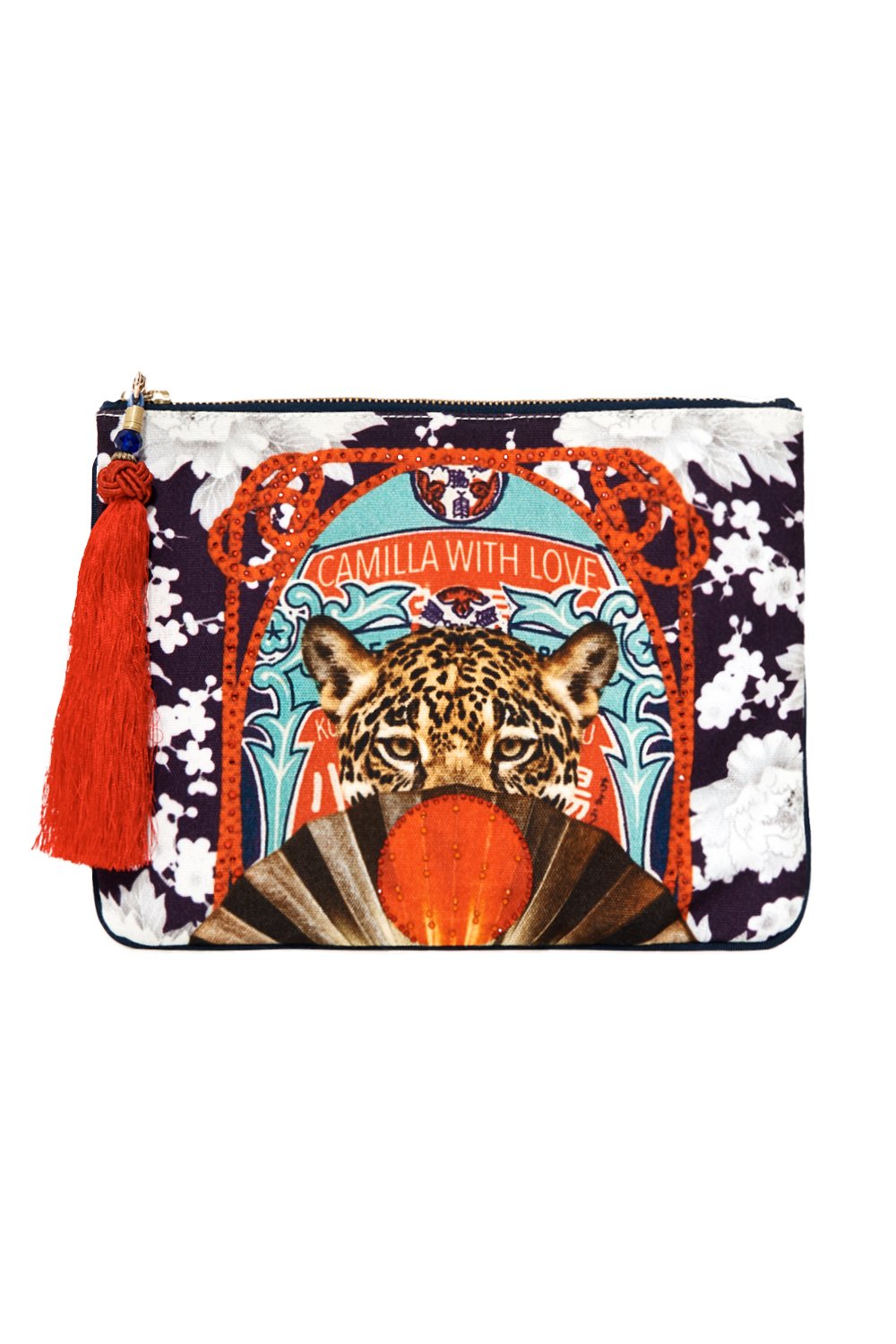 SMALL CANVAS CLUTCH LEOPARD FAN