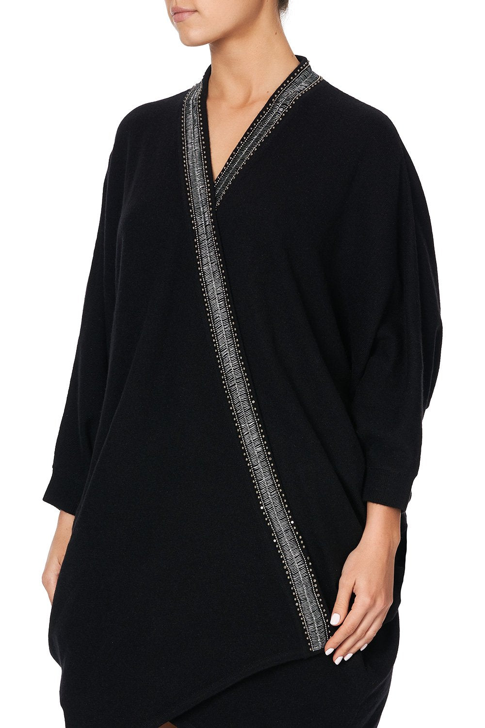 SOFT KNIT PONCHO WITH EMBROIDERY MINA MINA