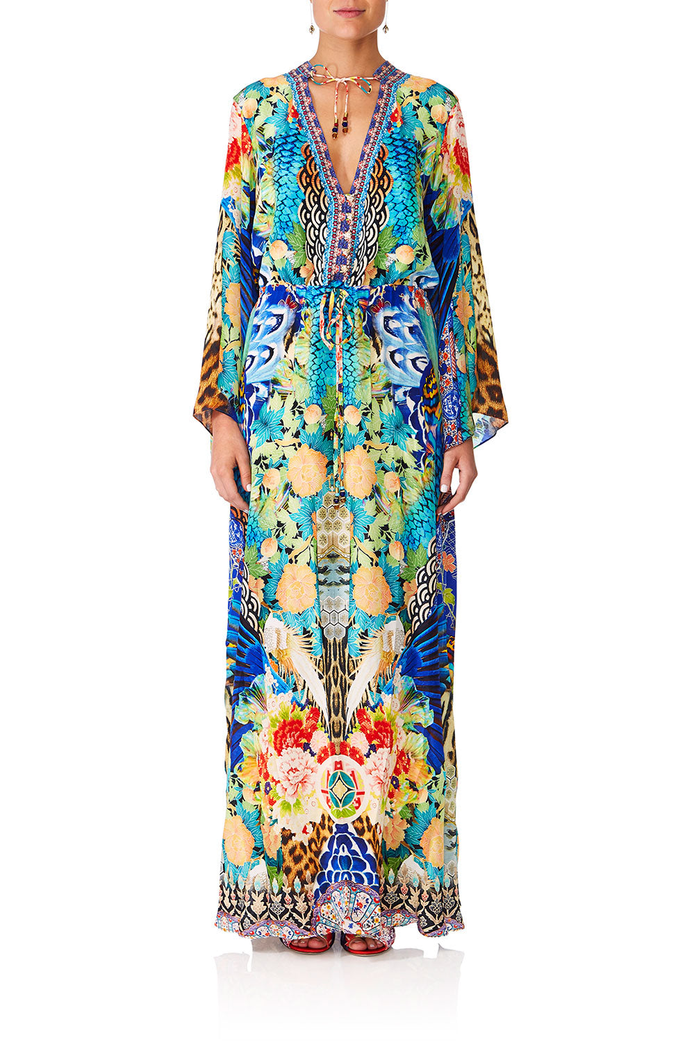 CAMILLA SPACE COWGIRL DRAWSTRING BUTTON UP DRESS