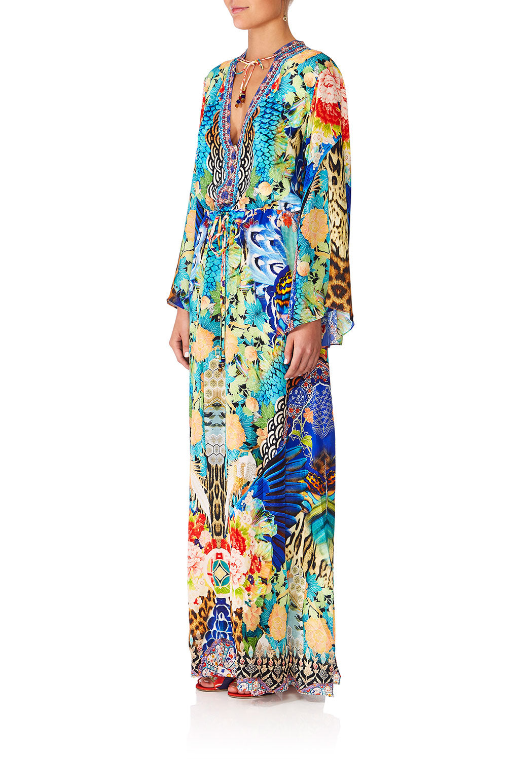 CAMILLA SPACE COWGIRL DRAWSTRING BUTTON UP DRESS