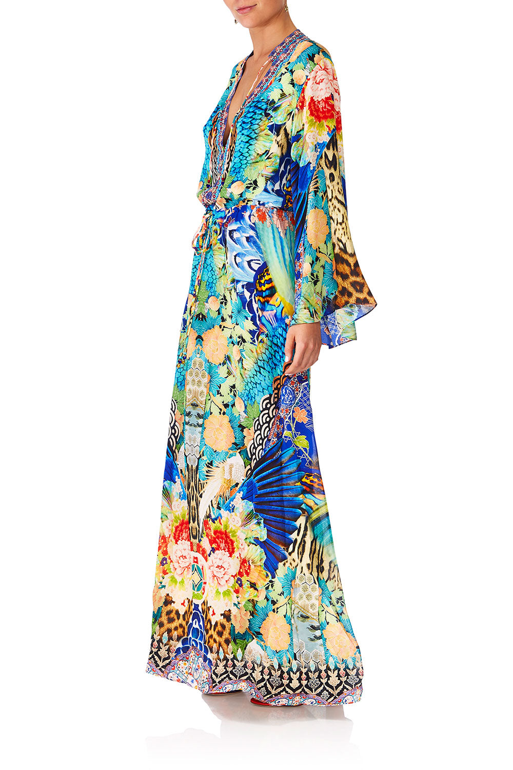 CAMILLA SPACE COWGIRL DRAWSTRING BUTTON UP DRESS