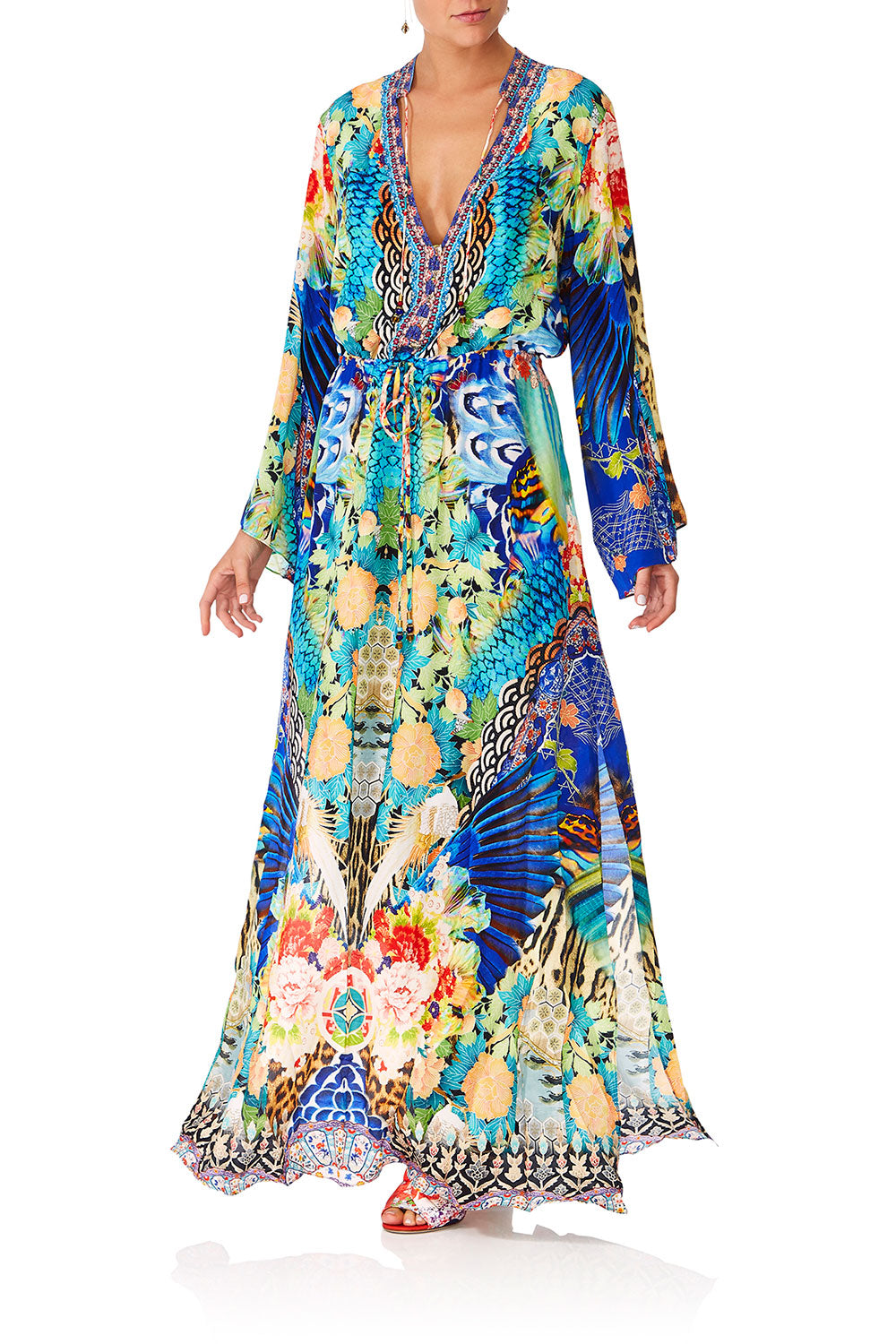 CAMILLA SPACE COWGIRL DRAWSTRING BUTTON UP DRESS