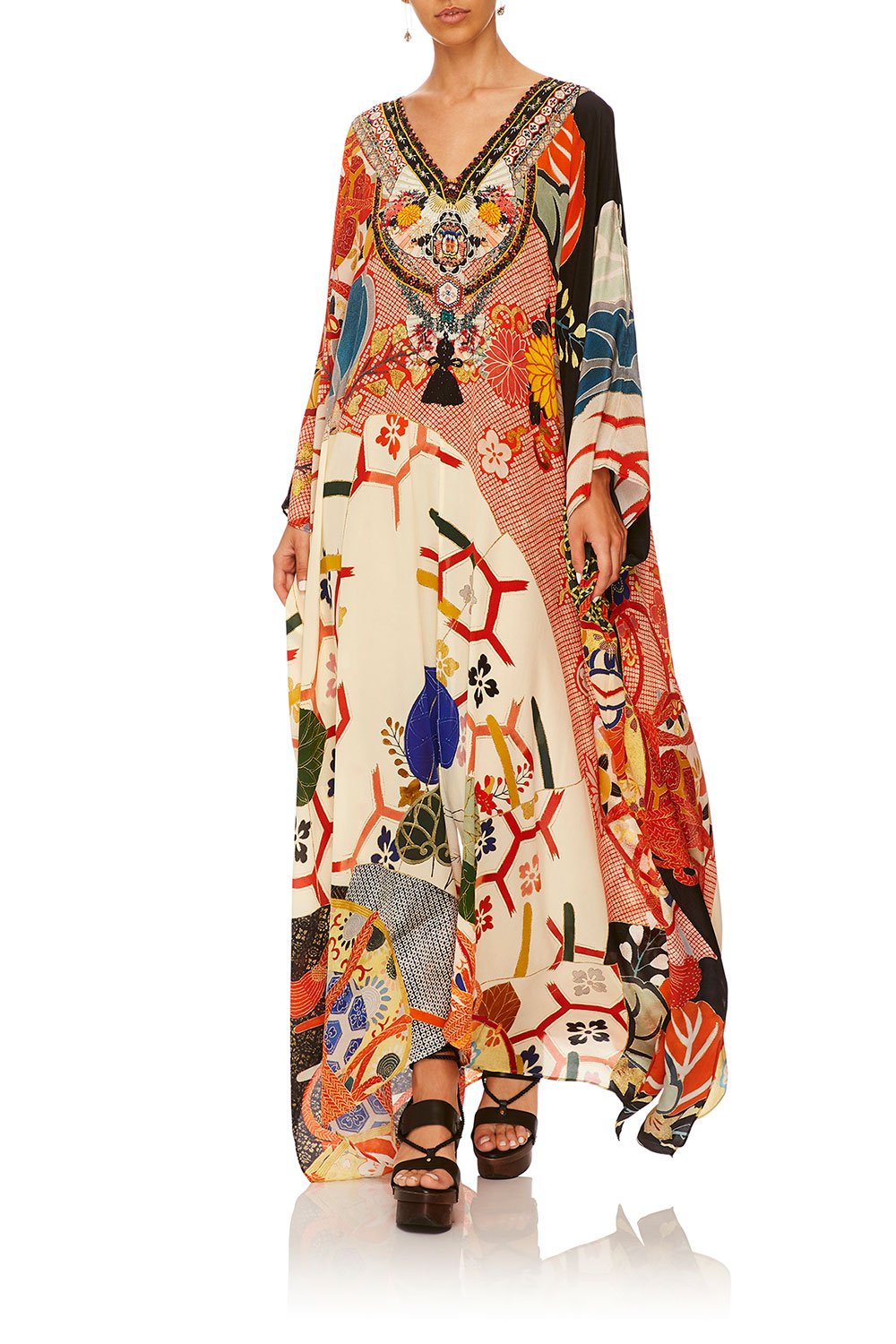 CAMILLA KISSING THE SUN SPLIT FRONT AND SLEEVE KAFTAN