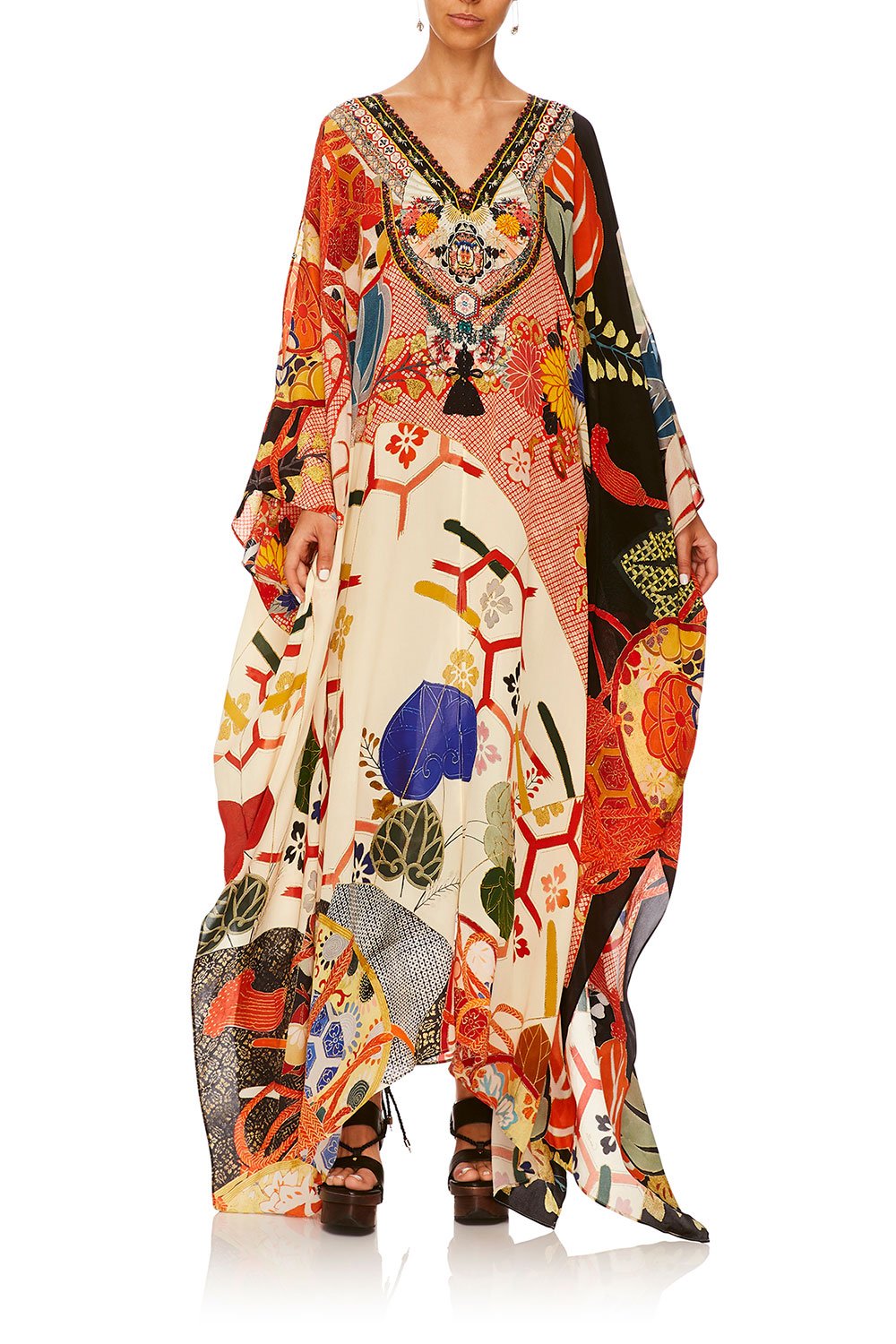 CAMILLA KISSING THE SUN SPLIT FRONT AND SLEEVE KAFTAN