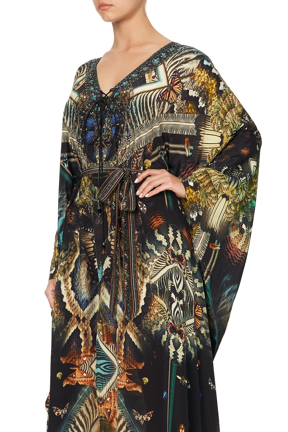 SPLIT HEM LACE UP KAFTAN MATERNAL INSTINCT