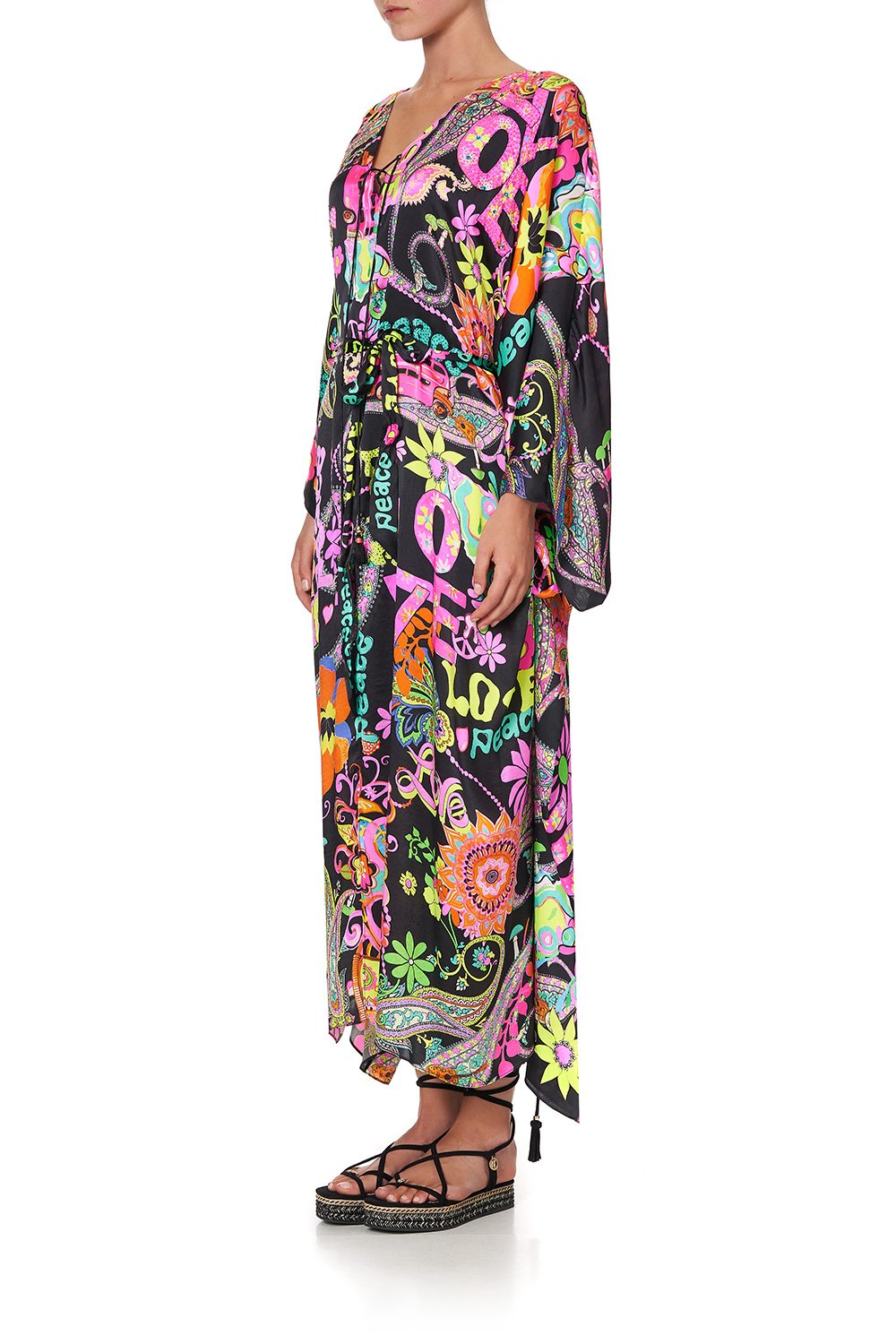 SPLIT HEM LACE UP KAFTAN PEACE LOVE AND HAIR