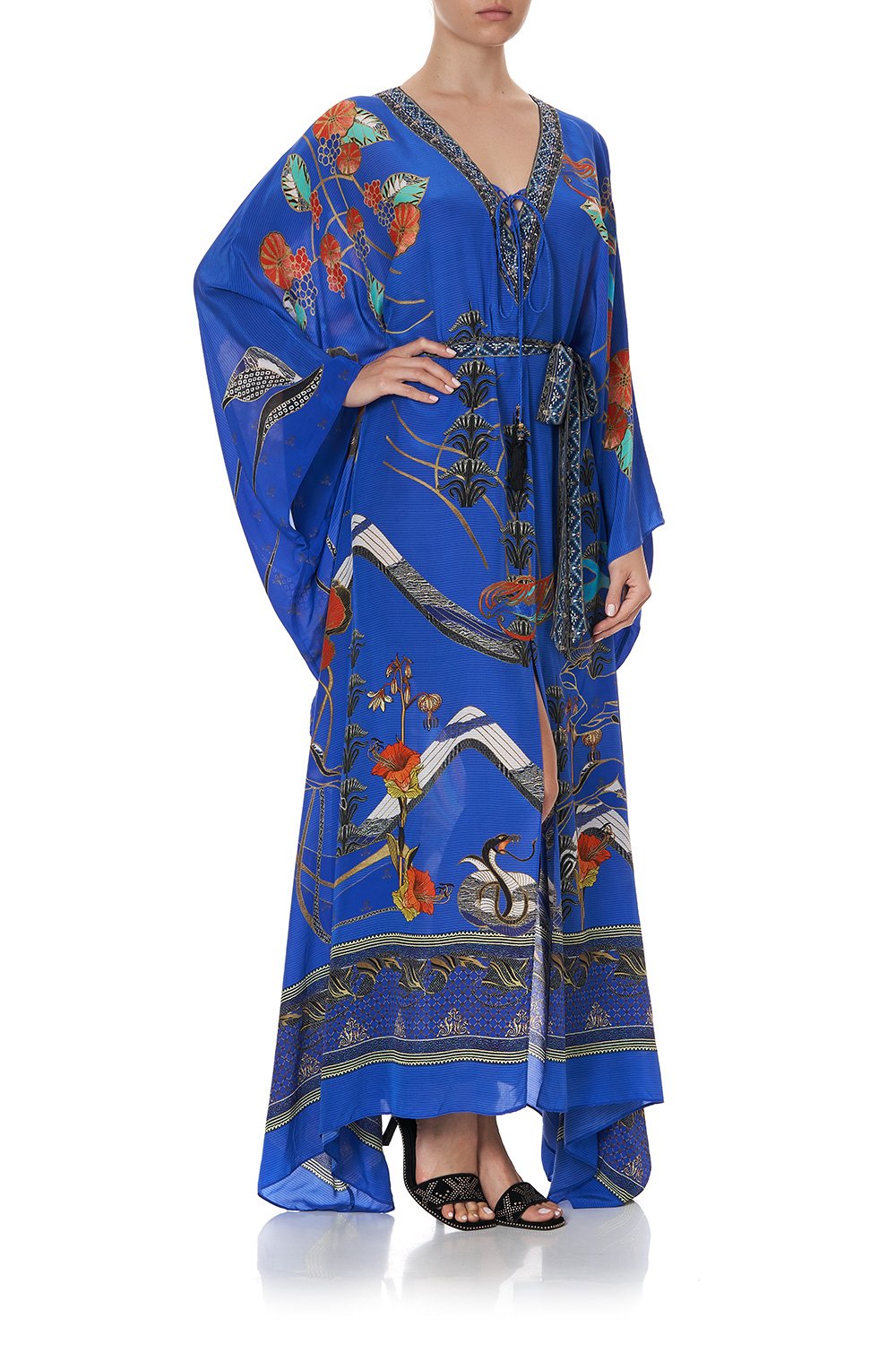 SPLIT HEM LACE UP KAFTAN TREE OF LIFE