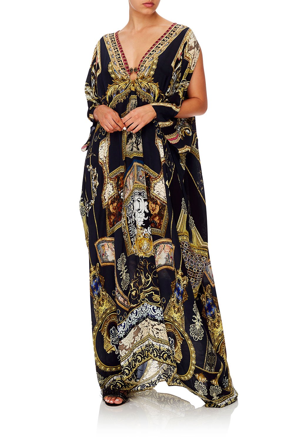 CAMILLA SPLIT SLEEVE KAFTAN WITH HARDWARE MIDNIGHT MEETING