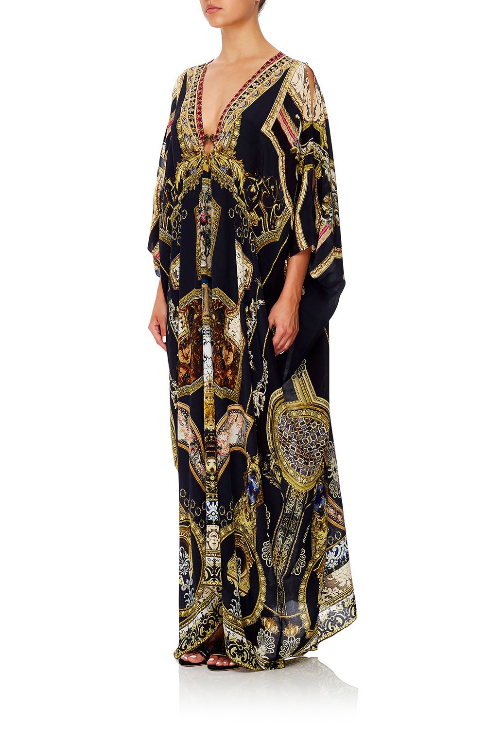 CAMILLA SPLIT SLEEVE KAFTAN WITH HARDWARE MIDNIGHT MEETING