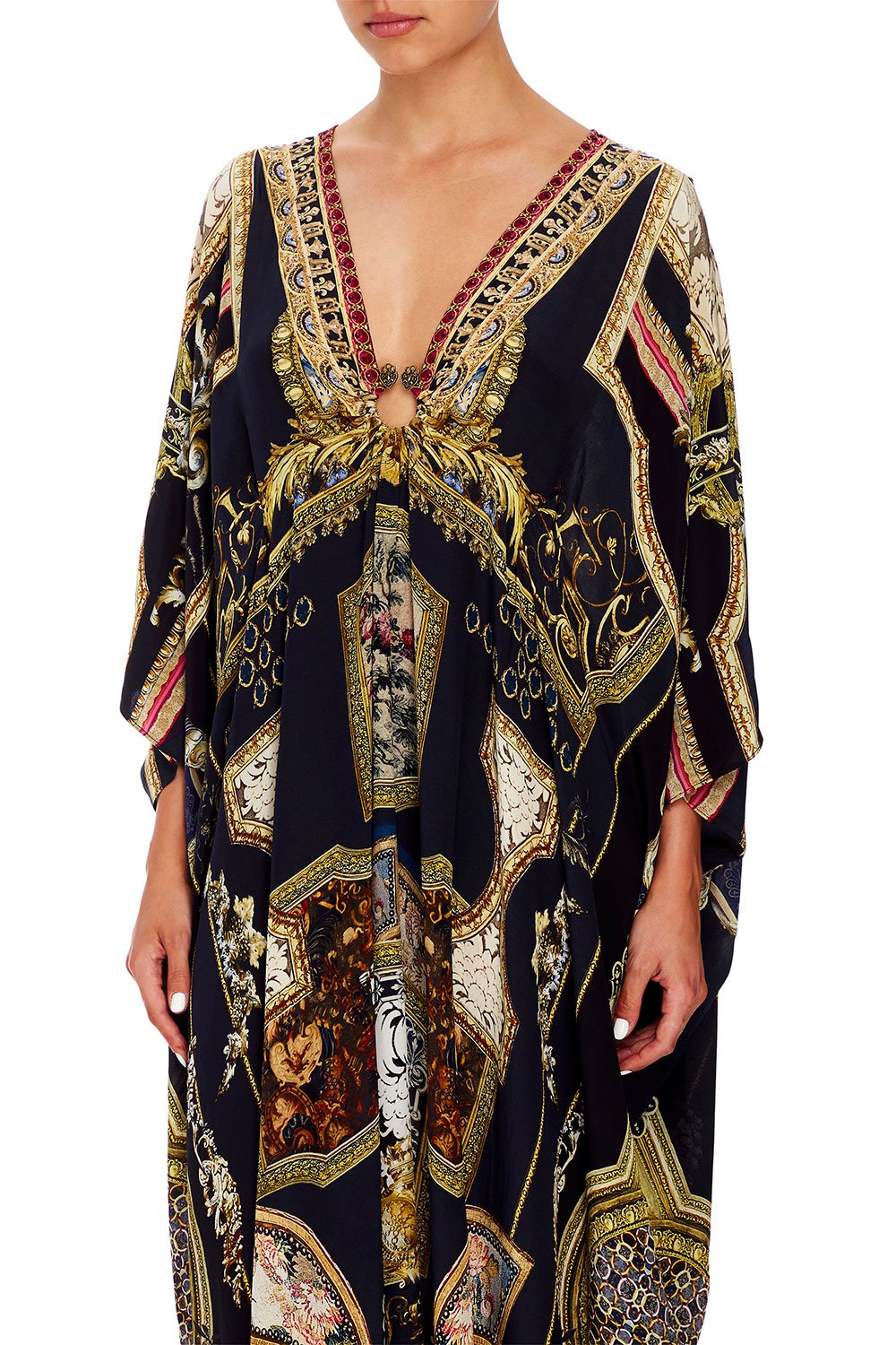 CAMILLA SPLIT SLEEVE KAFTAN WITH HARDWARE MIDNIGHT MEETING
