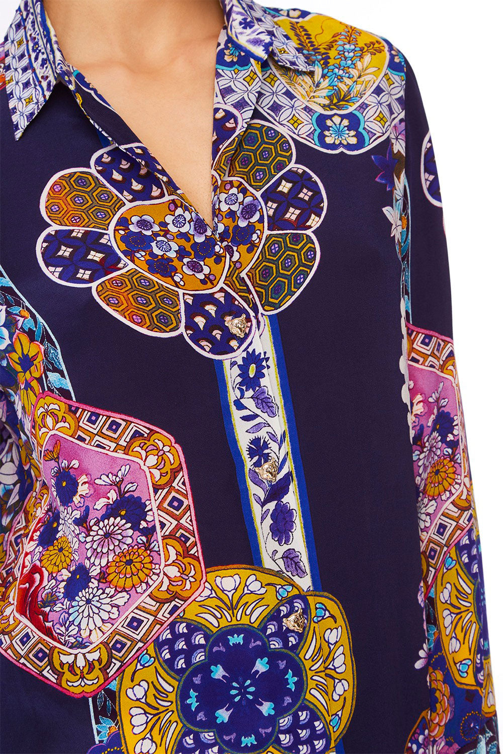 CAMILLA STAR GAZER BUTTON DOWN SHIRT W CONTRAST