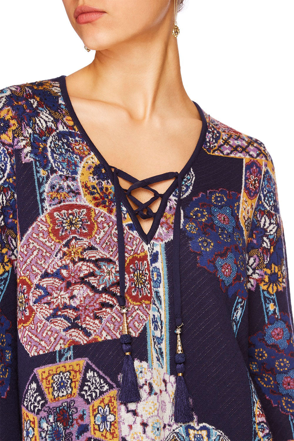 CAMILLA STAR GAZER WIDE SLEEVE KNIT W TIE FRONT