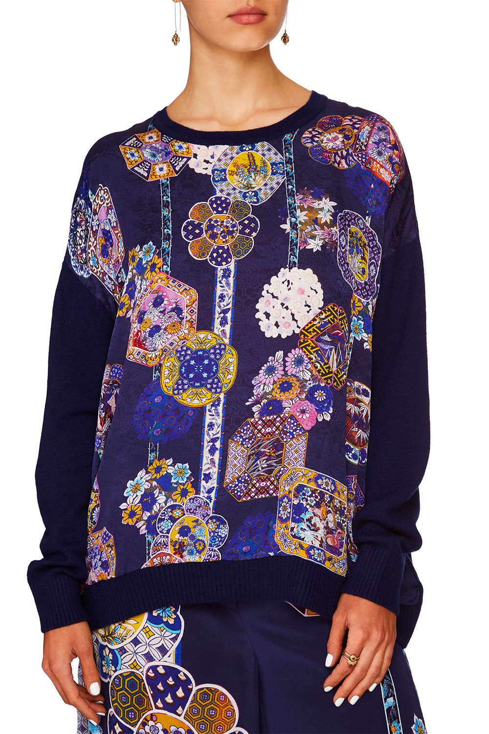 CAMILLA STAR GAZER LOOSE FIT JUMPER W KNIT BACK