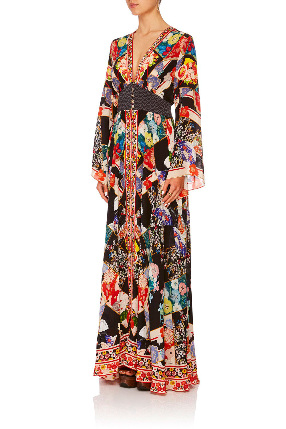 CAMILLA STAR GIRL KIMONO SLEEVE DRESS W SHIRRING DETAIL