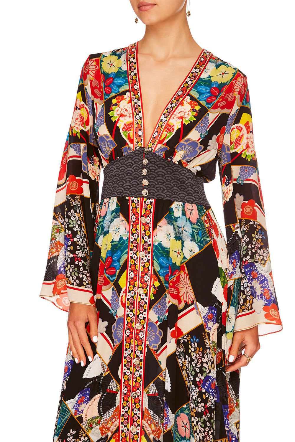 CAMILLA STAR GIRL KIMONO SLEEVE DRESS W SHIRRING DETAIL