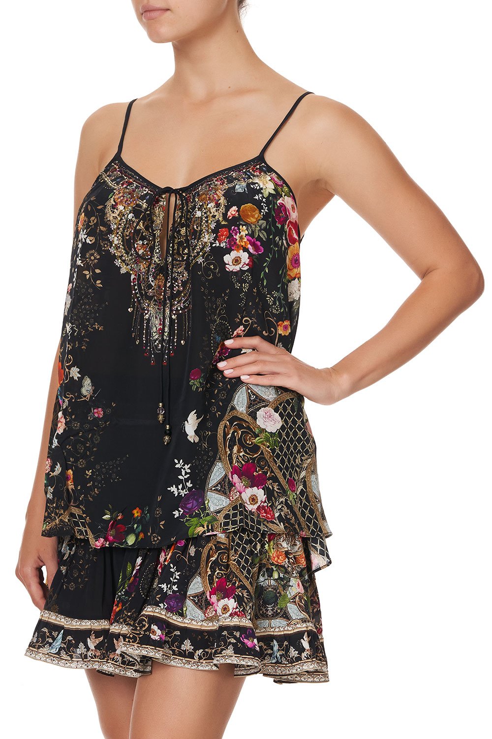 STRAP TOP WITH TIE FRONT DETAIL MIRROR MIRROR