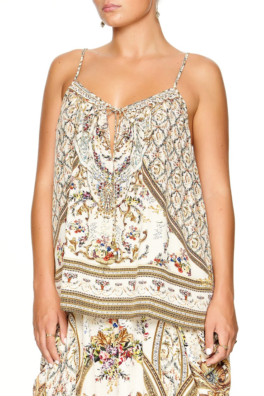 CAMILLA STRAP TOP WITH TIE FRONT DETAIL OLYMPE ODE