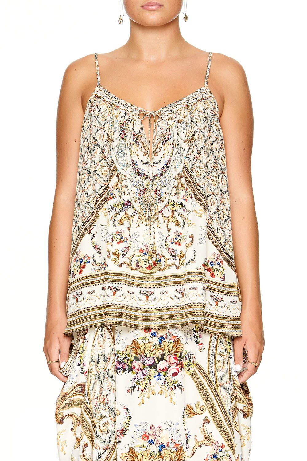 CAMILLA STRAP TOP WITH TIE FRONT DETAIL OLYMPE ODE