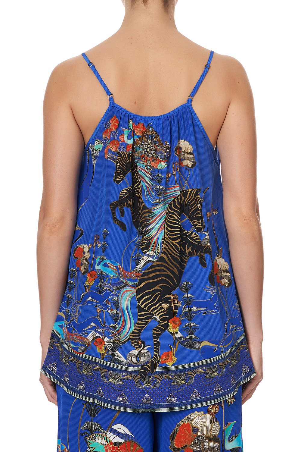 STRAP TOP WITH TIE FRONT DETAIL TREE OF LIFE