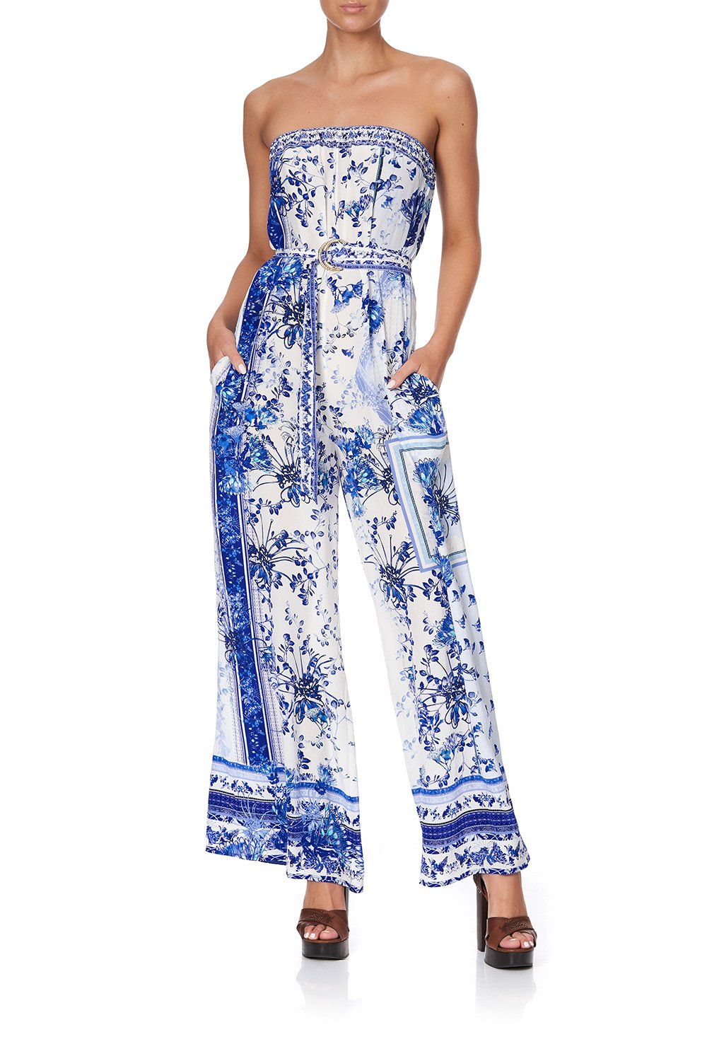 STRAPLESS JUMPSUIT WITH D RING BELT CARDS FROM THE COAST